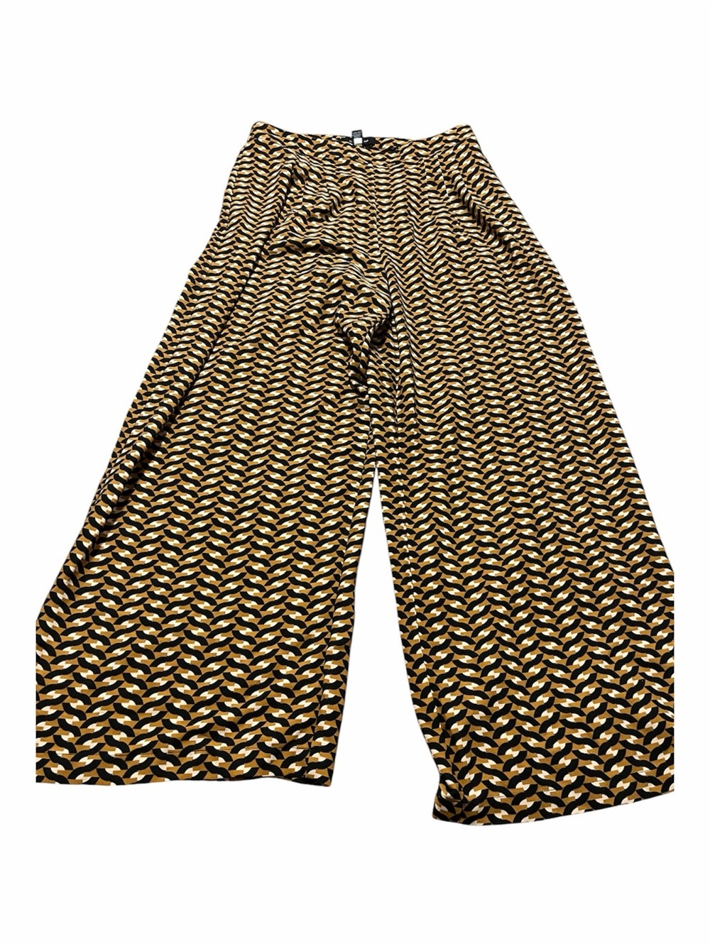 Who What Where Extra Wide Leg Geometric Pants Yellow Gold Size 12 Boho Festival